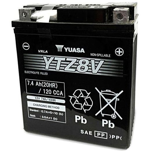 MOTOCYKLOVÁ BATÉRIA 12V, YTZ8V, 7,4AH, 120A, BEZÚDRŽBOVÁ SUPER MF AGM 113X70X130, YUASA ORIGINÁL (AKTIVOVANÁ VO VÝROBE)