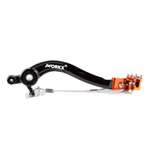 AWORKX PEDÁL ZADNEJ BRZDY (NOŽNÁ BRZDOVÁ PÁKA), ORANŽOVÝ – KTM EXC 150 TPI '20–'23, EXC 250 / 300 '17, EXC 250 / 300 TPI '18–'23, EXC-F 250 / 350 / 450 / 500 '17–'23, SX 125 / 150 / 250 '16–'22, SX-F 250 / 350 / 450 '16–'22; HUSQVARNA FC 250 / 350 / 450 '
