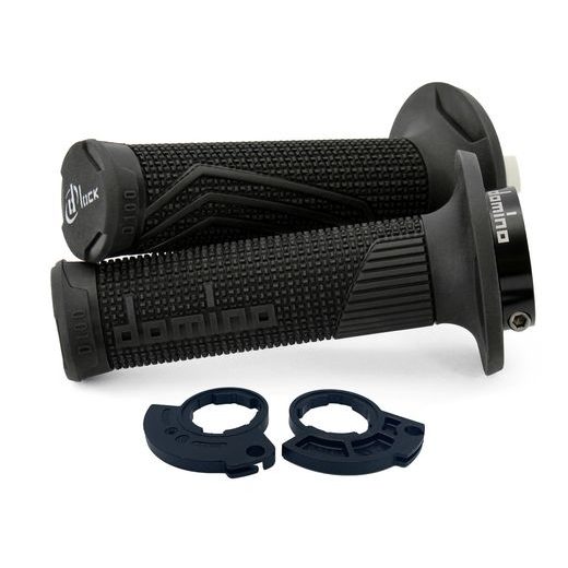 GRIPY LOCK-ON D100 (OFFROAD) DĹŽKA 125/130 MM (2 VAČKY), DOMINO (ČIERNE)