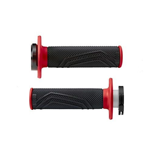 GRIPY LOCK-ON D100 (OFFROAD) DĹŽKA 125/130 MM (6 VAČEK), DOMINO (ČIERNO-ČERVENÉ)