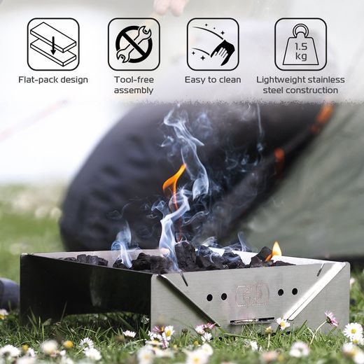 OHNIŠTĚ KE GRILU, OXFORD (BROUŠENÝ NEREZ, SKLÁDACÍ PROVEDENÍ VČ. TEXTILNÍHO POUZDRA)