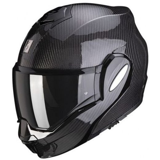 SCORPION PREKLÁPACIA PRILBA NA MOTOCYKEL EXO-TECH EVO CARBON SOLID,ČIERNA LESKLÁ