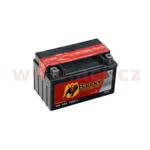 BATÉRIA 12 V, YTX7A-BS, 6AH, 105A, BANNER BIKE BULL AGM 150X87X95