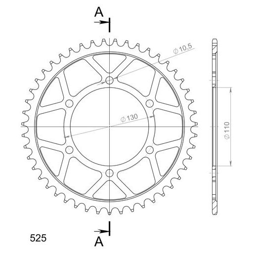 REŤAZOVÁ ROZETA SUPERSPROX RFE-480:47-BLK ČIERNA 47 ZUBOV,525