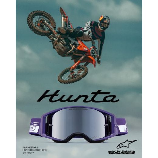 ALPINESTARS SUPERTECH VISION HUNTA96 XXV – MOTOKROSOVÉ OKULIARE NA MX A ENDURO (FIALOVÁ/BIELA, ZRKADLOVÉ STRIEBORNÉ PLEXI) 2026