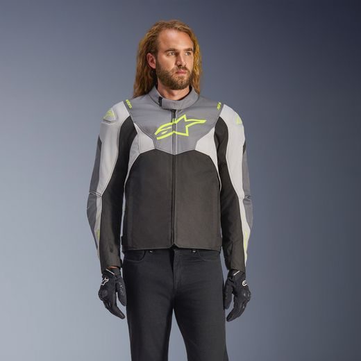 ALPINESTARS T-JAWS V4 WATERPROOF – MOTOCYKLOVÁ BUNDA NA CESTNÚ JAZDU (ČIERNA/SVETLO SIVÁ/SIVÁ) 2026