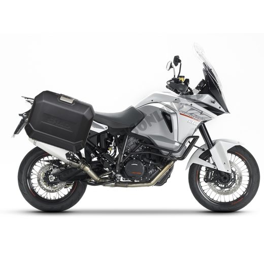 KOMPLETNÁ SADA BOČNÝCH ČIERNYCH HLINÍKOVÝCH KUFROV SHAD TERRA BLACK, 36/47 L LITROV, VRÁTANE MONTÁŽNEJ SADY SHAD KTM ADVENTURE 1090, 1190, SUPER ADVENTURE 1290 (R, S)