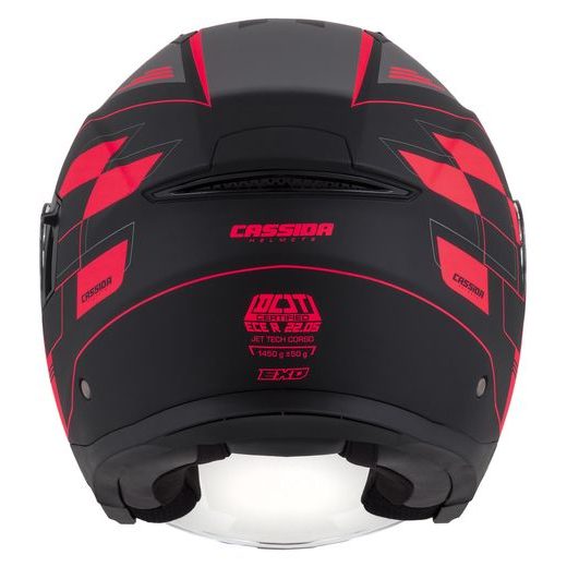PŘILBA JET TECH ROXOR, CASSIDA (ČERNÁ MATNÁ/ČERVENÁ FLUO/ŠEDÁ)