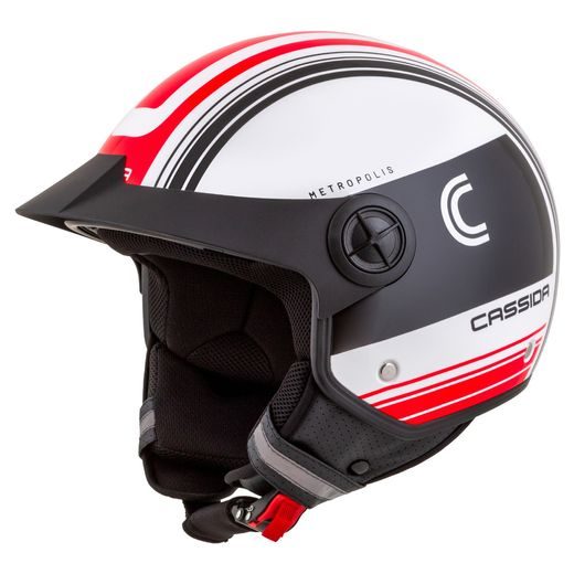 PŘILBA HANDY METROPOLIS, CASSIDA (ČERNÁ/BÍLÁ/ČERVENÁ) 2023