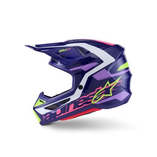 PRILBA SM7 DEED, ALPINESTARS (FIALOVÁ/RŮŽOVÁ/BÍLÁ/ŽLUTÁ FLUO) 2026