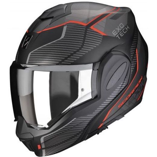 SCORPION PREKLÁPACIA PRILBA NA MOTOCYKEL EXO-TECH EVO ANIMO, ČIERNA/ČERVENÁ