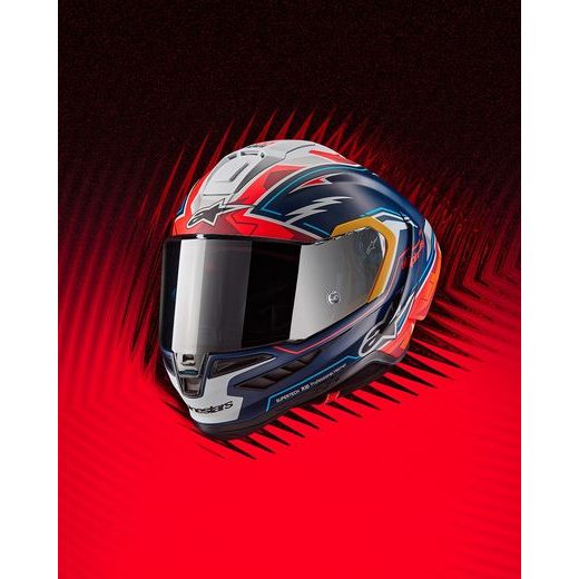 PŘILBA SUPERTECH R10 LIMITOVANÁ EDICE PEDRO ACOSTA, ALPINESTARS (MODRÁ/ČERVENÁ/BÍLÁ MATNÁ) 2025
