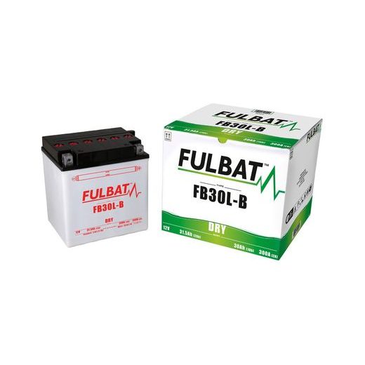 BATÉRIA 12 V, YB30L-B, 31,5AH, 300A, KONVENČNÉ 168X132X176 FULBAT (VR. BALENIE ELEKTROLYTU)