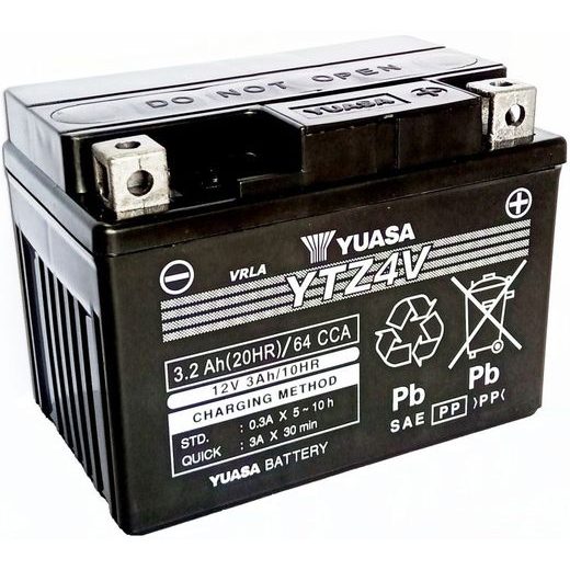 MOTOCYKLOVÁ BATÉRIA 12V, YTZ4V, 3,2AH, 64A, BEZÚDRŽBOVÁ SUPER MF AGM 113X70X85, YUASA ORIGINÁL (VR. BALENIE ELEKTROLYTU)