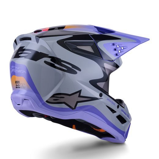 PRILBA S-M3 EDÍCIA JETT LAWRENCE, ALPINESTARS, DETSKÁ (ŠEDÁ/FIALOVÁ/ČERNÁ) 2026