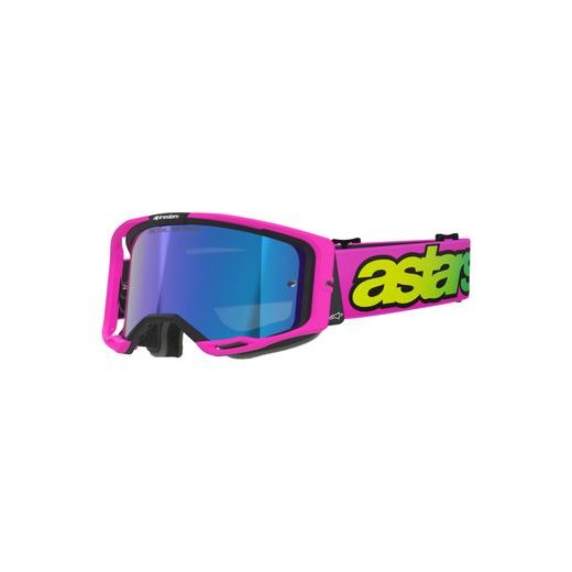 ALPINESTARS VISION 8 VISTA – MOTOKROSOVÉ OKULIARE NA MX A ENDURO (RUŽOVÁ FLUO/ŽLTÁ FLUO/ZELENÁ, ZRKADLOVÉ MODRÉ PLEXI) 2026