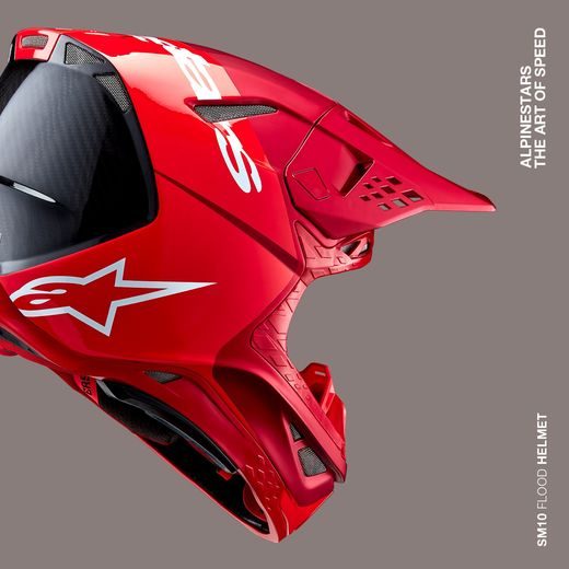 PŘILBA SUPERTECH S-M10 FLOOD, ALPINESTARS (ČERVENÁ FLUO/ČERVENÁ) 2024