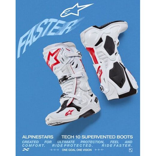 TOPÁNKY TECH 10 SUPERVENTED, ALPINESTARS, PERFOROVANÉ (BÍLÁ/ČERVENÁ/ČERNÁ) 2023