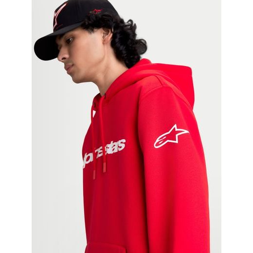 ALPINESTARS RACE WORDMARK HOODIE – VOĽNOČASOVÁ MOTO MIKINA (ČERVENÁ/BIELA)