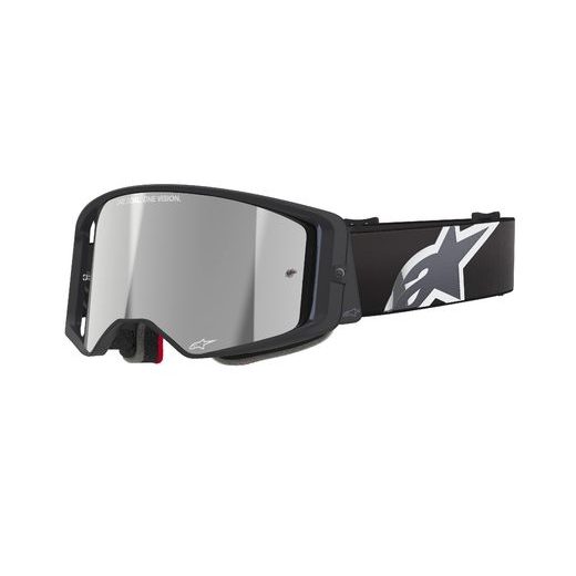 ALPINESTARS SUPERTECH CORP – MOTOKROSOVÉ OKULIARE NA MX A ENDURO (ČIERNA/SIVÁ, ZRKADLOVÉ STRIEBORNÉ PLEXI) 2025