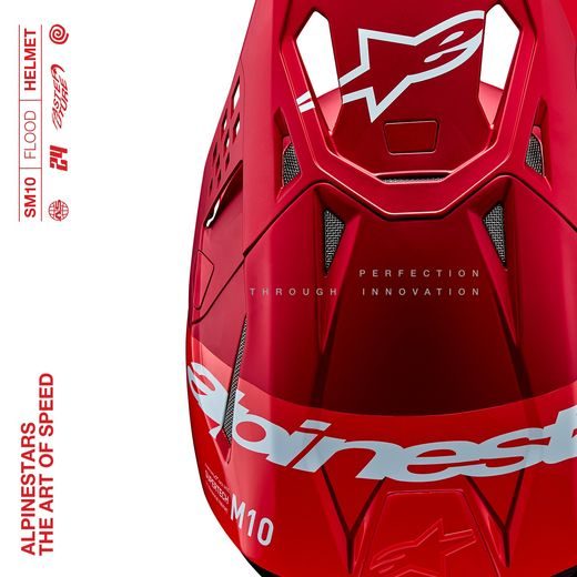 PŘILBA SUPERTECH S-M10 FLOOD, ALPINESTARS (ČERVENÁ FLUO/ČERVENÁ) 2024