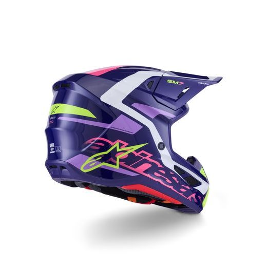 PRILBA SM7 DEED, ALPINESTARS (FIALOVÁ/RŮŽOVÁ/BÍLÁ/ŽLUTÁ FLUO) 2026