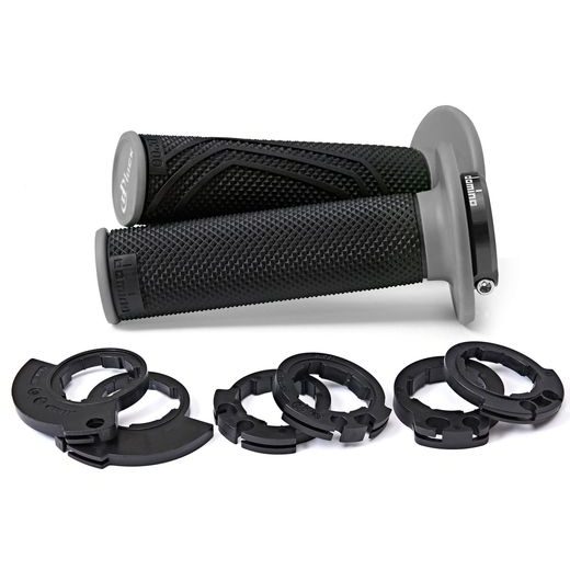 GRIPY LOCK-ON D100 (OFFROAD) DĹŽKA 125/130 MM (6 VAČEK), DOMINO (ČIERNO-SIVÉ)