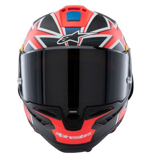 PŘILBA SUPERTECH R10 LIMITOVANÁ EDICE JACK MILLER, ALPINESTARS (MATNÝ KARBON/ČERVENÁ/MODRÁ/ŽLUTÁ/BÍLÁ) 2025