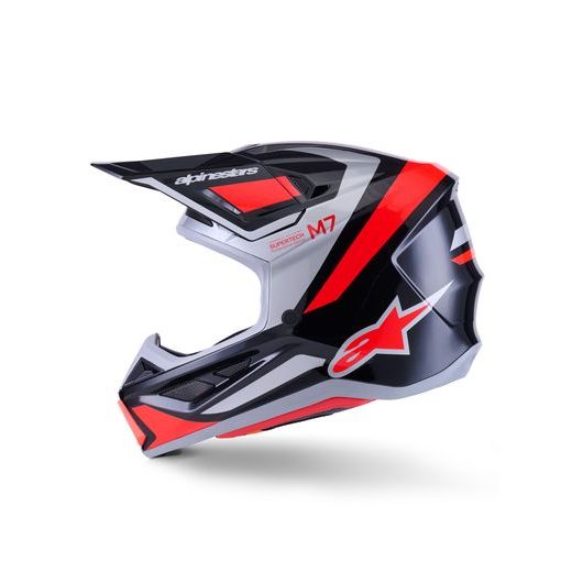 PRILBA SM7 RISE, ALPINESTARS (ČERNÁ/STŘÍBRNÁ/ČERVENÁ FLUO) 2026