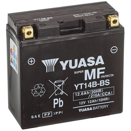 MOTOCYKLOVÁ BATÉRIA 12V, YT14B, 12,6AH, 210A, BEZÚDRŽBOVÁ MF AGM 150X70X145, YUASA ORIGINÁL (AKTIVOVANÁ VO VÝROBE)