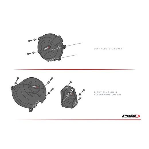 ENGINE PROTECTIVE COVERS PUIG 20169N ČIERNA ZAHRNUJE PRAVÝ, ĽAVÝ KRYT A KRYT ALTERNÁTORA