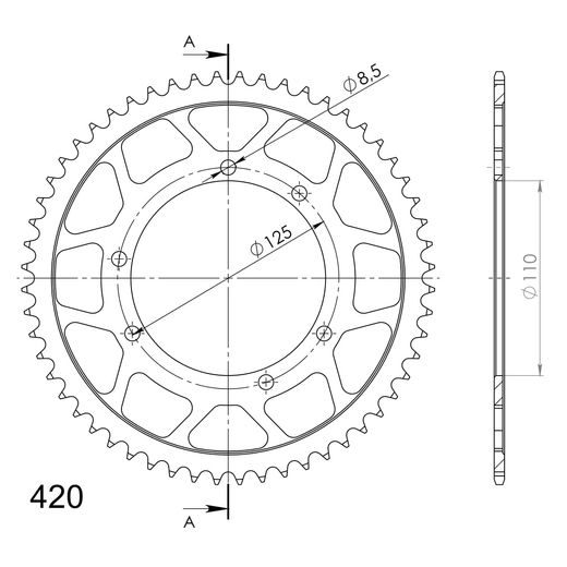 REŤAZOVÁ ROZETA SUPERSPROX RFE-6602:56-BLK ČIERNA 56 ZUBOV,420