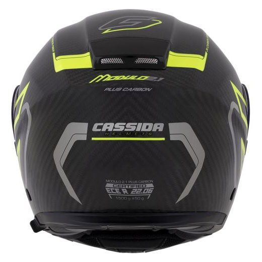 PRILBA MODULO 2.1 PLUS CARBON, CASSIDA (CARBON/ŽLUTÁ FLUO/REFLEXNÍ STŘÍBRNÁ/ČERNÁ, PLEXI S PRÍPRAVOU PRE PINLOCK) 2024