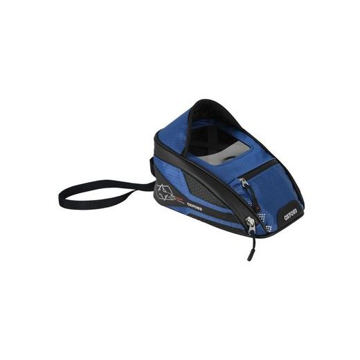 TANKBAG NA MOTOCYKEL M2R, OXFORD (ČIERNY/MODRÝ, S MAGNETICKÚ ZÁKLADŇOU, OBJEM 2 L)