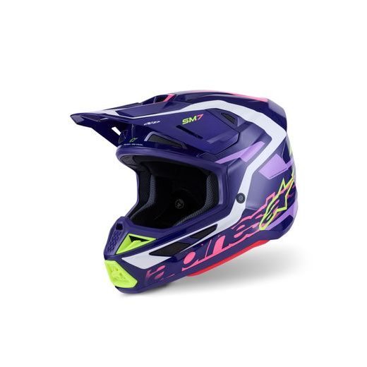 PRILBA SM7 DEED, ALPINESTARS (FIALOVÁ/RŮŽOVÁ/BÍLÁ/ŽLUTÁ FLUO) 2026