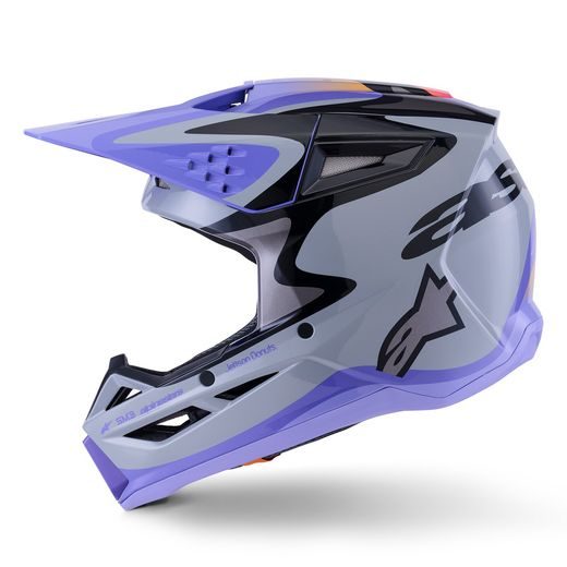 PRILBA S-M3 EDÍCIA JETT LAWRENCE, ALPINESTARS, DETSKÁ (ŠEDÁ/FIALOVÁ/ČERNÁ) 2026