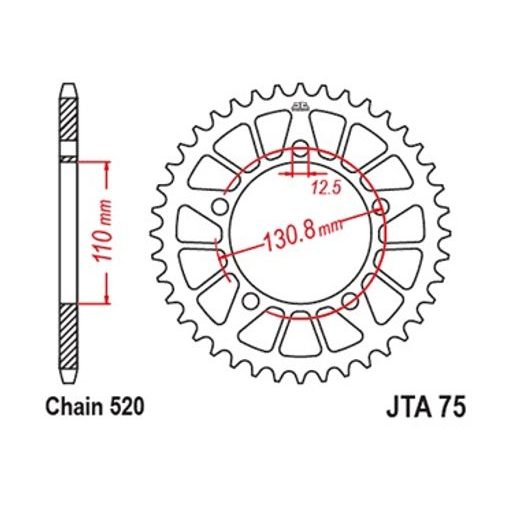 HLINÍKOVÁ REŤAZOVÁ ROZETA JT JTA 75-45GLD 45)T, NT((520 ZLATÁ