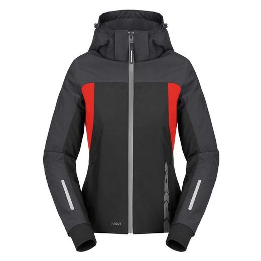 BUNDA HOODIE H2OUT 2 LADY 2023, SPIDI, DÁMSKA (ČIERNA/ANTRACIT/ČERVENÁ)
