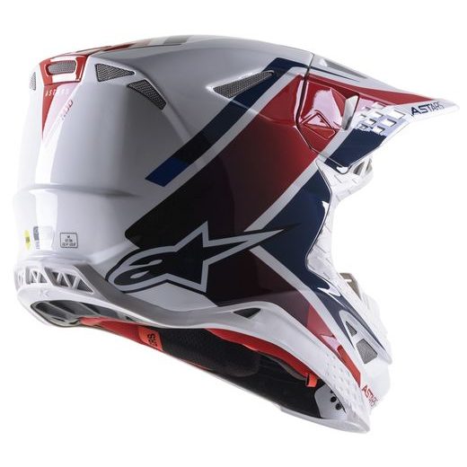 PRILBA SUPERTECH S-M10 CARBON META2 2022, ALPINESTARS (BÍLÁ/ČERVENÁ/MODRÁ LESKLÁ)
