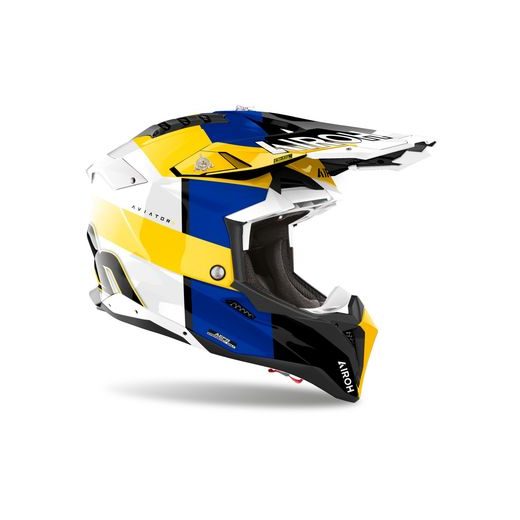 PRILBA AVIATOR 3 MONARCH, AIROH (MODRÁ/ŽLTÁ LESKLÁ) 2025