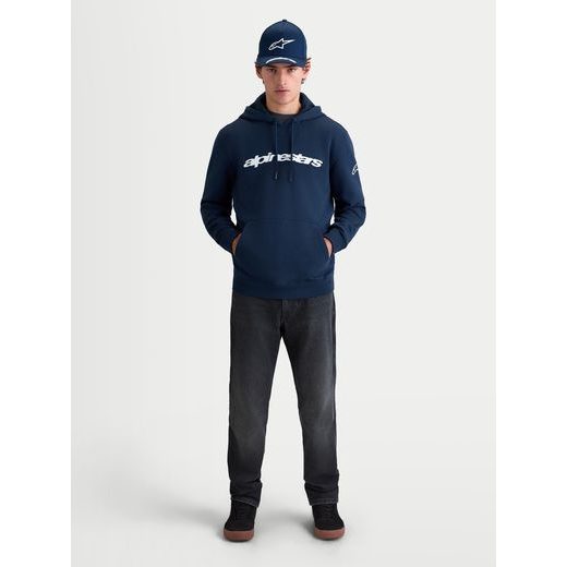ALPINESTARS RACE WORDMARK HOODIE – VOĽNOČASOVÁ MOTO MIKINA (MODRÁ/BIELA)