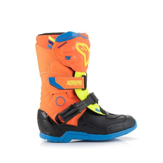 TOPÁNKY TECH 3S KIDS, ALPINESTARS, DĚTSKÉ (ORANŽOVÁ FLUO/MODRÁ/ŽLUTÁ FLUO/ČERNÁ) 2024