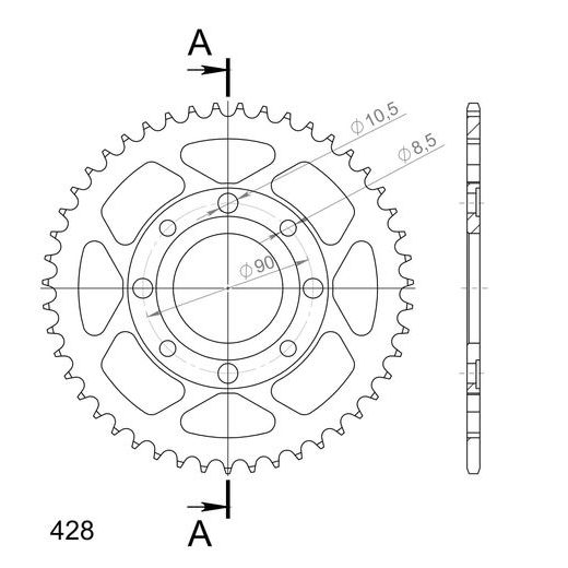 REŤAZOVÁ ROZETA SUPERSPROX RFE-269:47-BLK ČIERNA 47 ZUBOV,428