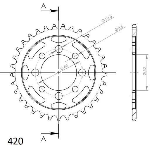 REŤAZOVÁ ROZETA SUPERSPROX RFE-801:33-BLK ČIERNA 33 ZUBOV,420