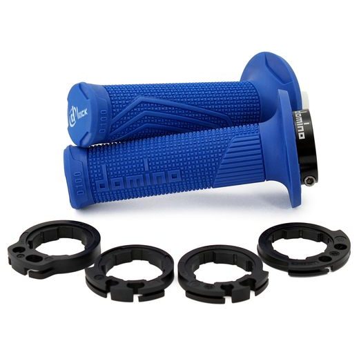 GRIPY LOCK-ON D100 (OFFROAD) DĹŽKA 125/130 MM (4 VAČKY), DOMINO (MODRÉ)