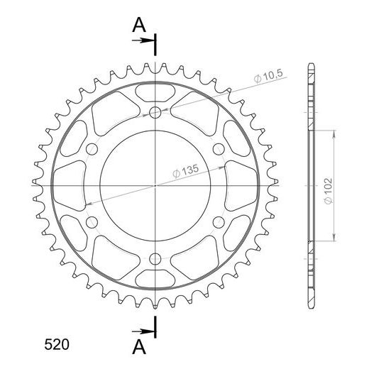 REŤAZOVÁ ROZETA SUPERSPROX RFE-401:43-BLK ČIERNA 43 ZUBOV,520