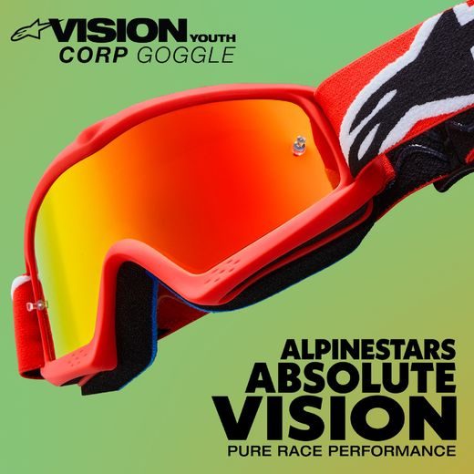 ALPINESTARS VISION YOUTH CORP – DETSKÉ MOTOKROSOVÉ OKULIARE NA MX A ENDURO (ORANŽOVÁ, ČÍRE PLEXI) 2025