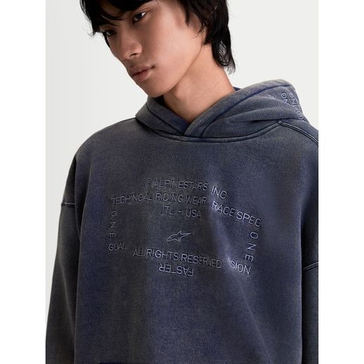 ALPINESTARS INFINITE WASHED OVERSIZED HOODIE – VOĽNOČASOVÁ MOTO MIKINA (SEPRANÁ MODRÁ)