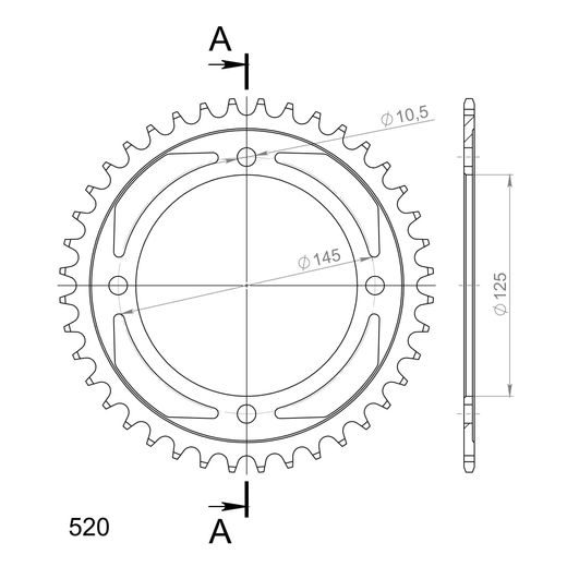 REŤAZOVÁ ROZETA SUPERSPROX RFE-857:40-BLK ČIERNA 40 ZUBOV,520