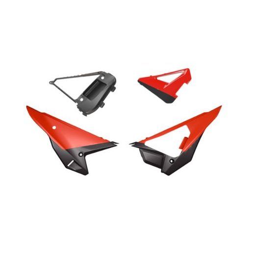 BOČNÝ ČÍSLOVÉ TABULKY (VČ. KRYTU VZDUCH. FILTRU) REVOLUTION HONDA, RTECH (ČERVENÁ)